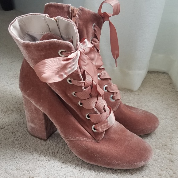 velvet lace up boots